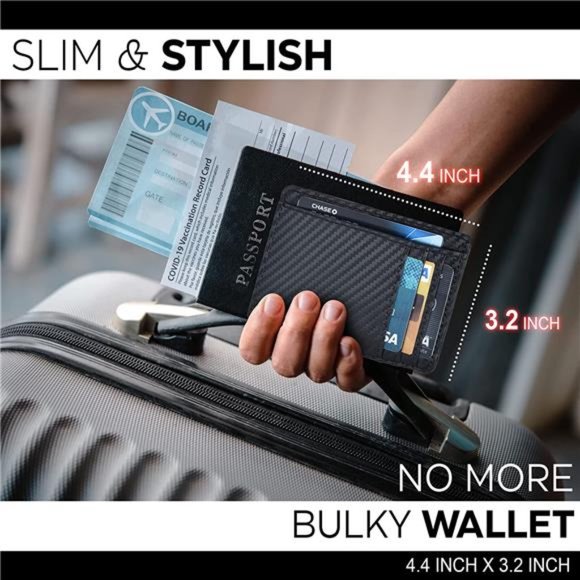 Minimalist Wallets for Men & Women RFID Front Pocket Leather Card Holder - Picture 3 of 7